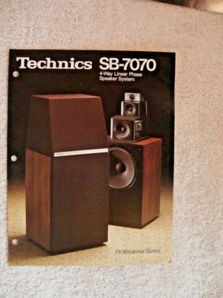 1970s Technics Sb - 7070 Linear Phase Speaker System 3 Page Brochure Flyer