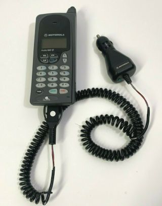 Vintage Motorola Profile 300 E Cellular Cell Phone W/ Charger Case,  Powers On