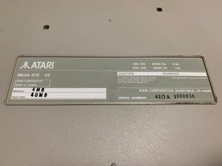 Atari Mega STE Computer,  Keyboard,  Mouse w/4MB RAM/40MB HDD/FPU/TOS 2.  06 Like ST 5