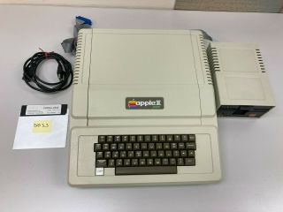 Apple Ii Plus Computer A2s1048 W/ Apple Disk Drive,  Memory/parallel Card