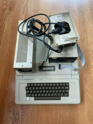 Vintage Apple Ii Plus Computer With External Power Supply,  Fan,  & Disk Drive