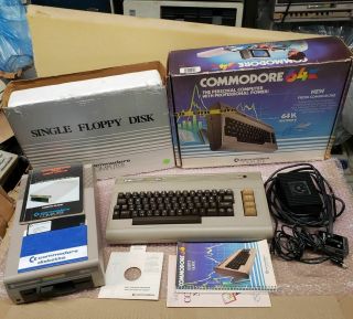Vintage Commodore 64 Computer,  1541 Disk Drive,  Boxes Cables & Manuals