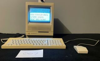 Vintage Apple Macintosh Se/30 W/ Rare M0116 Keyboard,  Mouse,  8k Ram/500mb Hdd