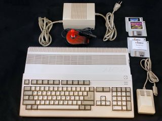 Commodore Amiga 500 Computer W/ Ram Expansion,  Psu,  Mouse,  Joystick,  More