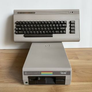 Commodore 64 Personal Computer (powers On) & Commodore External Hard Drive 1541