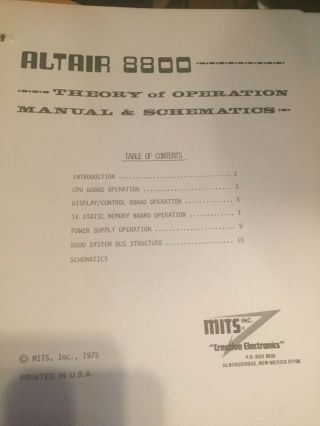 MITS Altair 8800 Documentation Binder from 1975 6