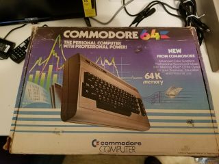 Commodore 64 Computer W/ Power Supply/rca - S - Video,  Rf Cable & Joystick