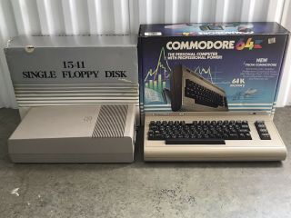 Commodore 64 C64 Computer 1541 Floppy Disk Drive Parts Box Ac Adapter