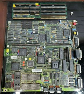 Amiga 3000 Motherboard & Daughterboard,  Chips Missing.