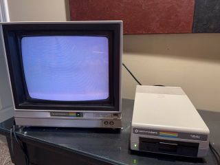 Commodore 1702 Video Monitor & 1541 Floppy Disk Drive,  Cables,  Okimate Printer.